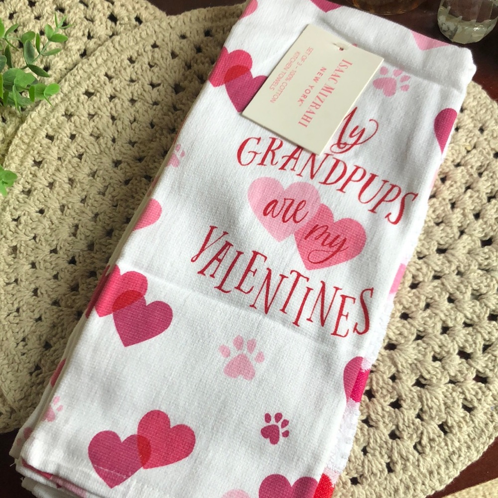 Isaac Mizrahi Valentines Kitchen Towels - MY GRANDPUPS are my VALENTINES